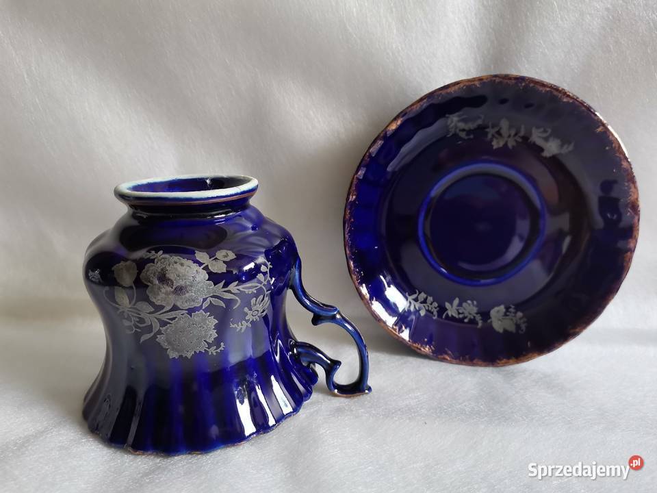 Stara filiżanka porcelana kobaltowa Chodzież Porcelana i szkło