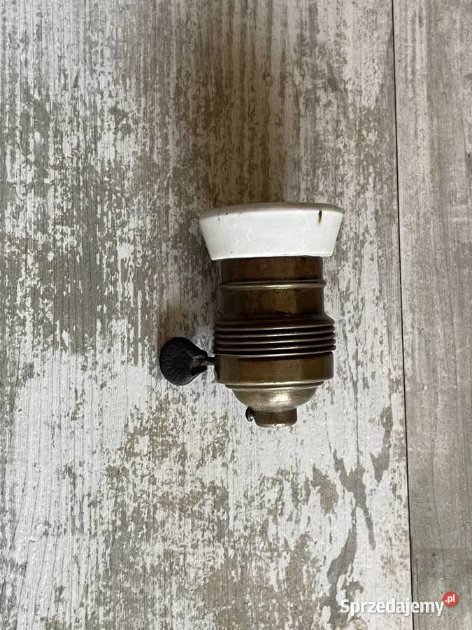 Stara oprawka mosiężna z porcelanką i śląskie Chudów