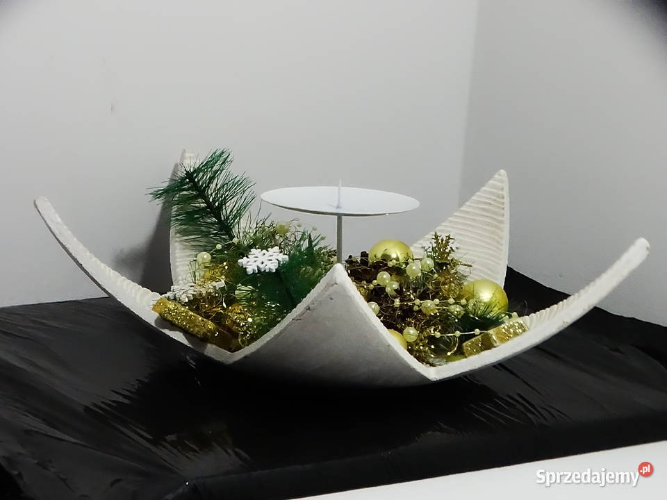 Świecznik świąteczny gwiazda z dekoracją zimową Biłgoraj