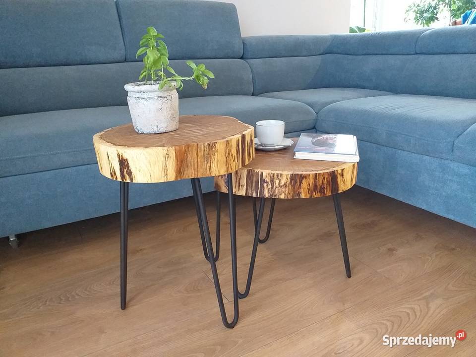 Stolik kawowy zestaw plaster dębu loft Długołęka