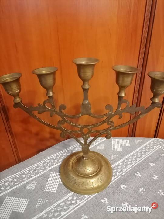 Świecznik Mosiężny Retro dolnośląskie Wałbrzych