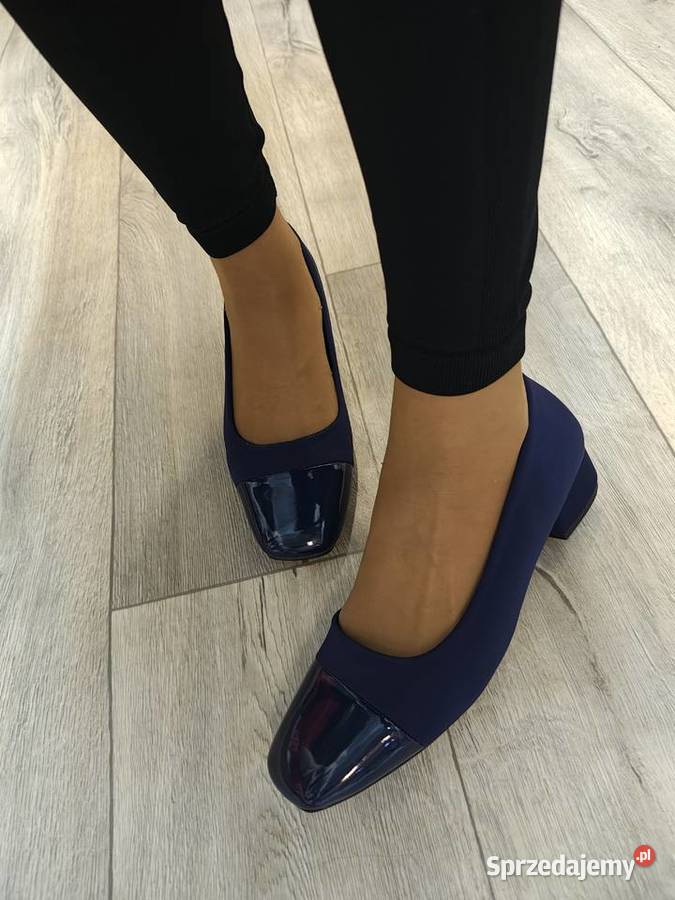 42 Granatowe niskie czółenka wieczorowe NOWE
