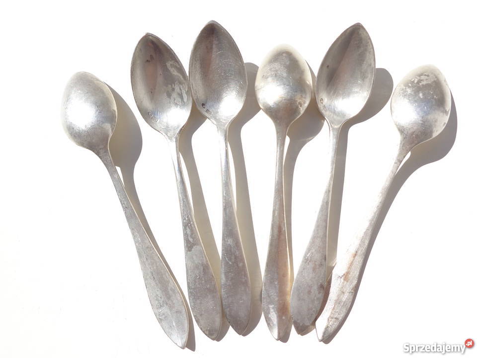 Komplet 6 łyżeczek srebrnych z widoczną próbą Warszawa