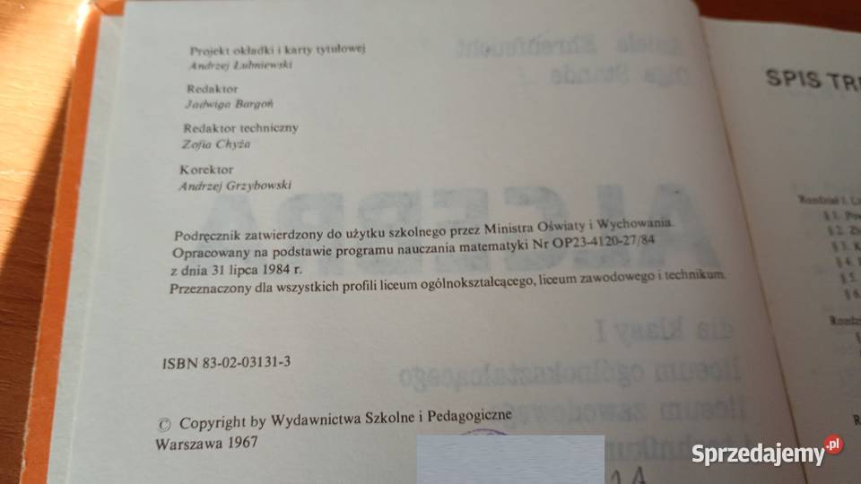 Algebra klasy 1 liceum ogólnokształcącego twarda