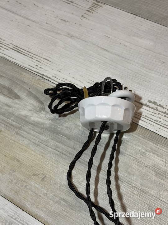 Stara lampa wisząca z przeciwwagą porcelanową Chudów