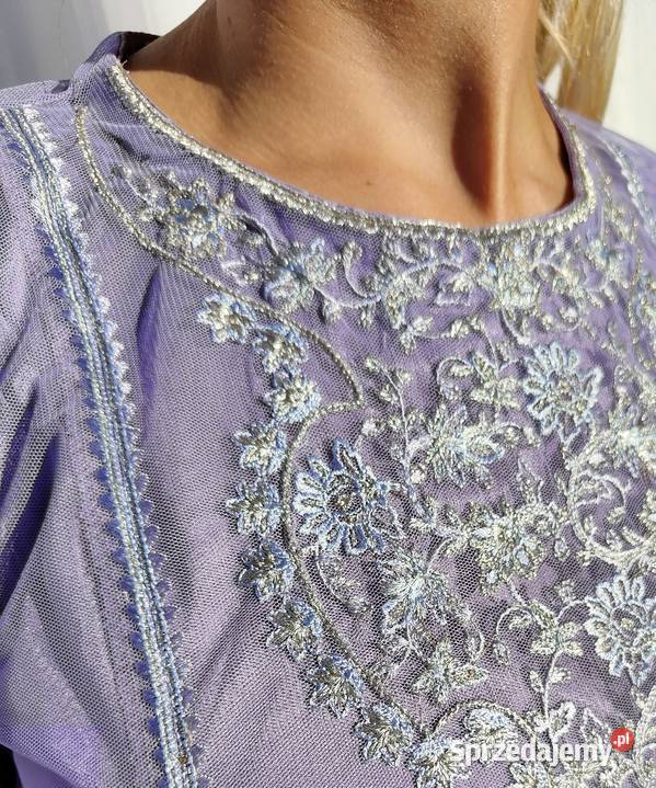 Długa fioletowa tunika M 38 orient Bollywood fioletowy Bluzki i koszule Szczecin