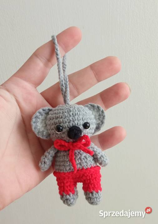 Miś koala wykonany na szydełku brelok zawieszka Łask