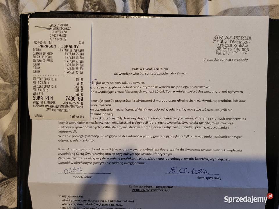 Peruka blond Kraków sprzedam