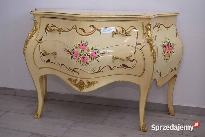 Pałacowa Drewniana Komoda z Malunkami Szafa