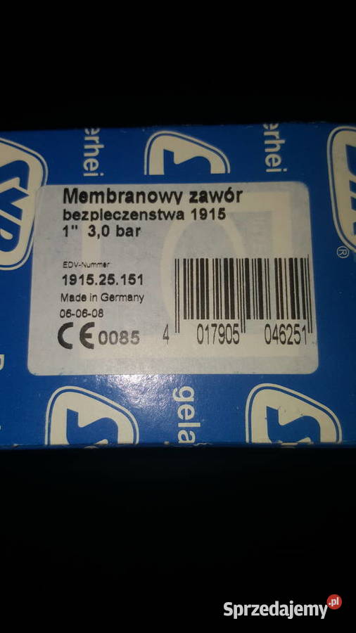 Membranowy zawor bezpieczenstwa 1915 1 cal 30