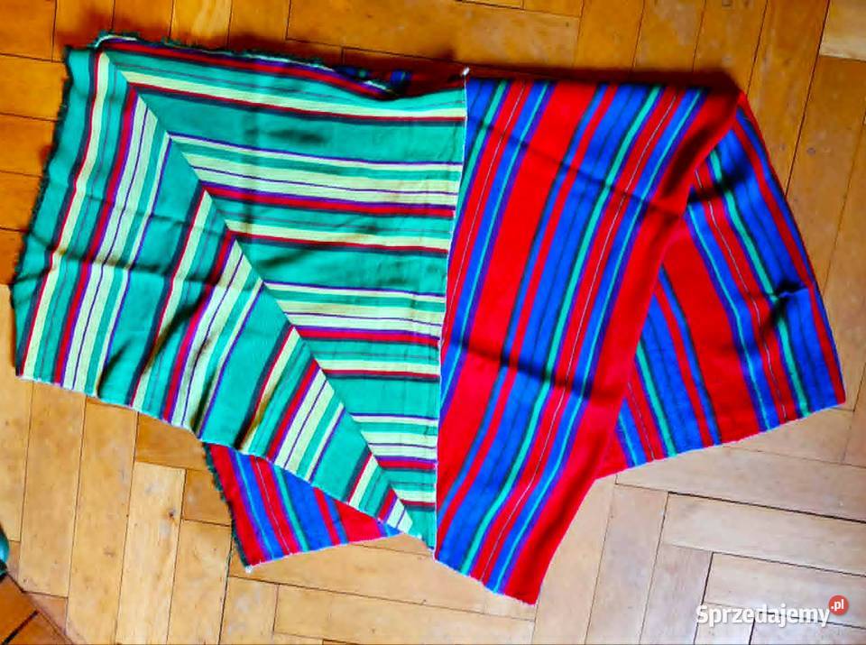 Piękny wełniany koc pled kilim narzuta folk Gdańsk