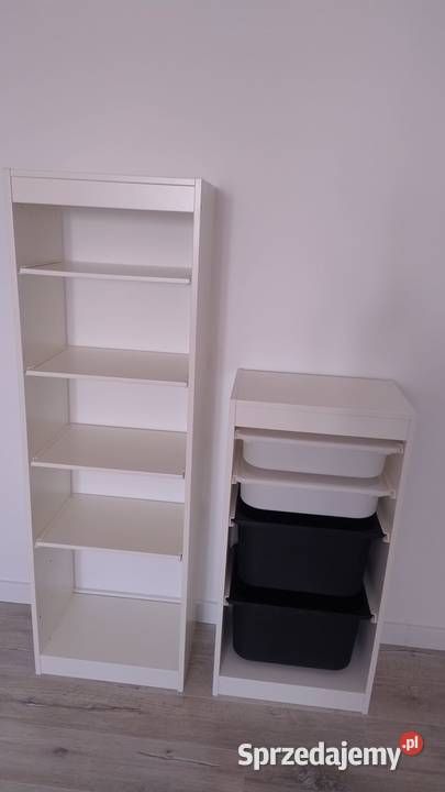 DWA REGAŁY TROFAST Ikea z 4 półkami i 4 Tomice