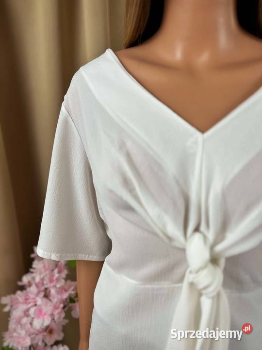 Boohoo biała bluzka wiązana elegancka oversize mazowieckie Augustówka