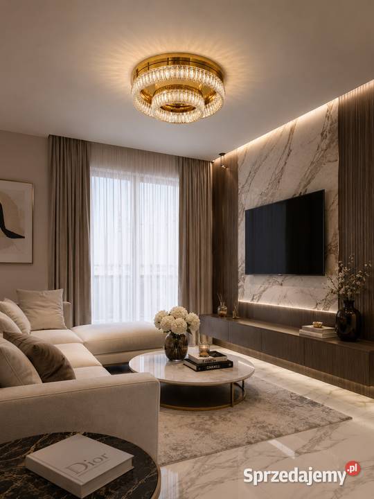 Plafon kryształowy złoty glamour nowoczesny 65 Oświetlenie mazowieckie Warszawa