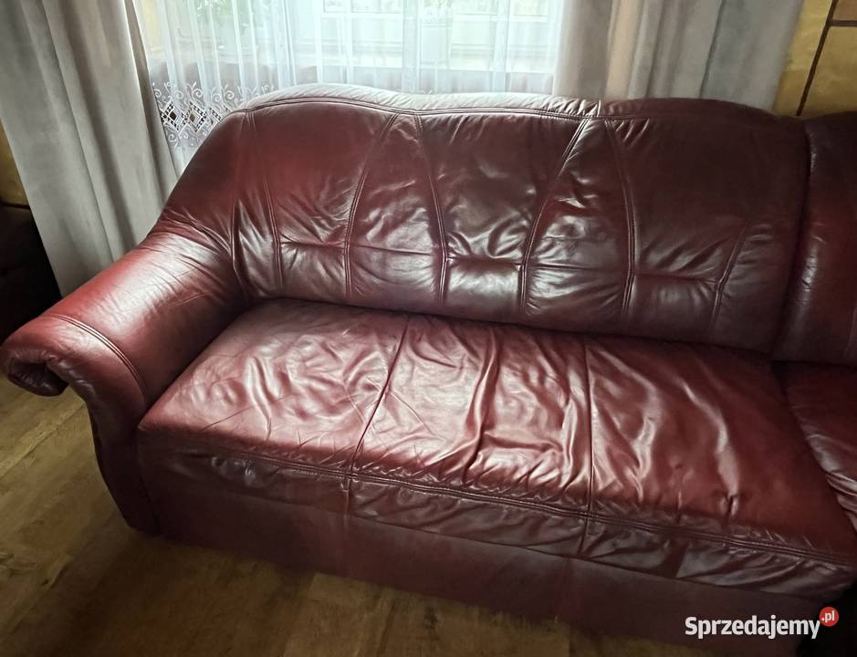 Skórzany narożnik z funkcją spania