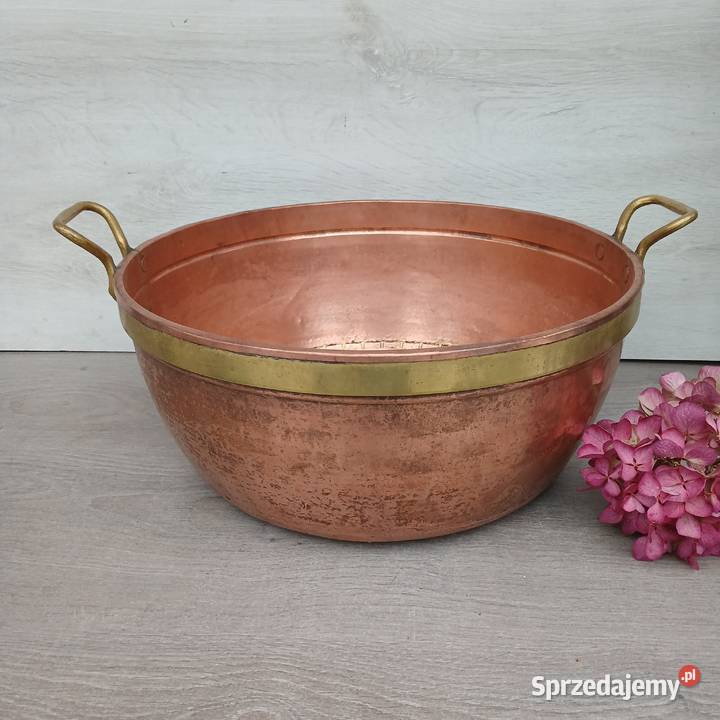 Duża miedziana misa garnek do powideł i mazowieckie Warszawa