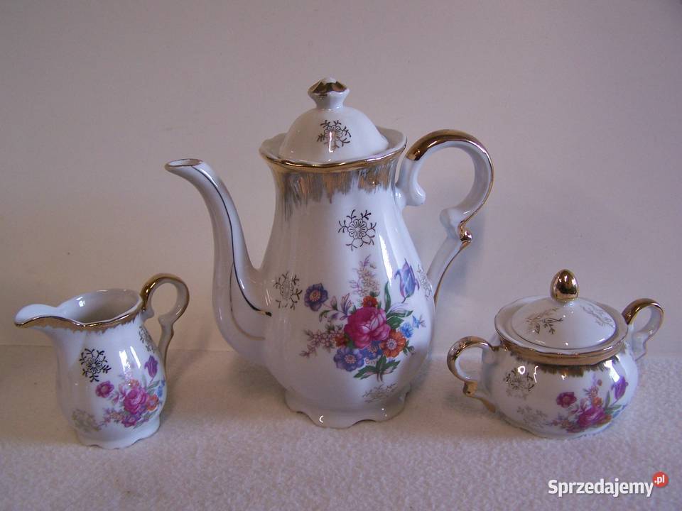 Porcelanowy serwis bukiety kwiatów z bogatym Koszalin