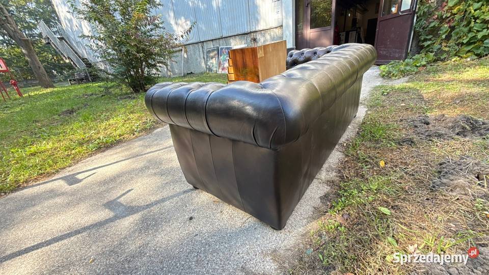 Kanapa Chesterfield skórzana 3osobowa brązowa 72cm Warszawa