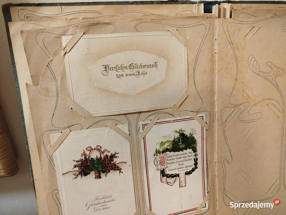 Stary album secesyjny na zdjęcia pocztówki 38