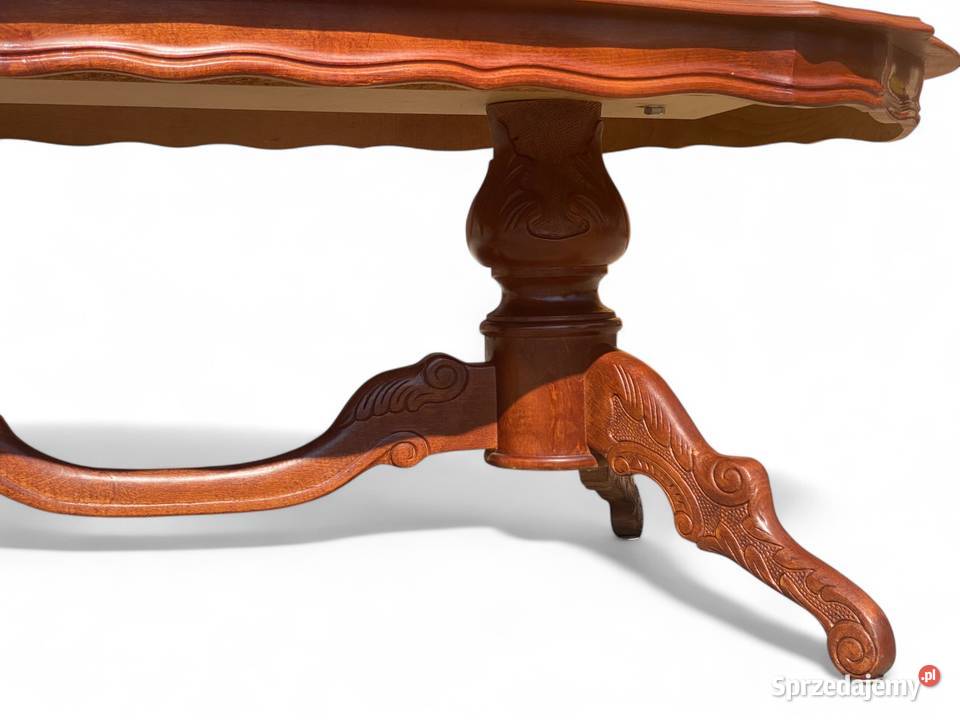 Owalny intarsjowany stolik kawowy ława jasny Meble