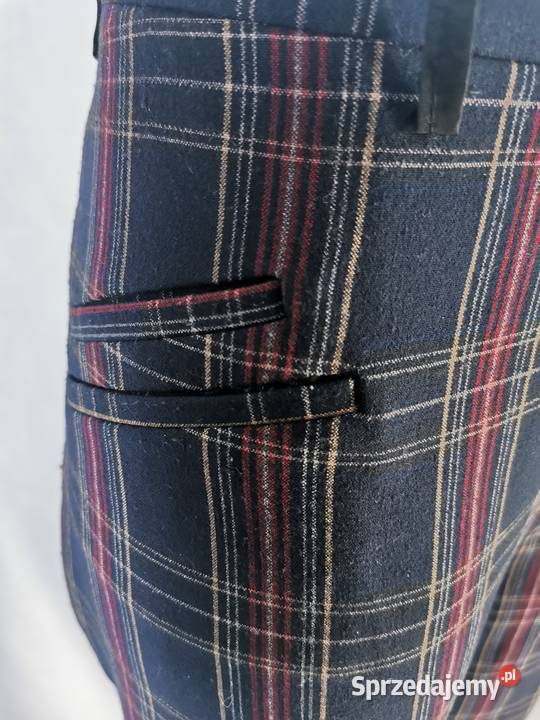 ciepłe spodnie w kratę 4648 Spodnie lubelskie Lublin