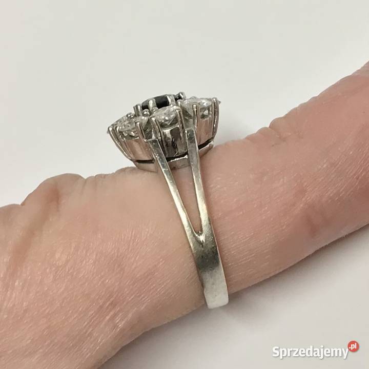 Pierścionek z BIAŁEGO złota SZAFIR DIAMENTY 13ct Warszawa sprzedam