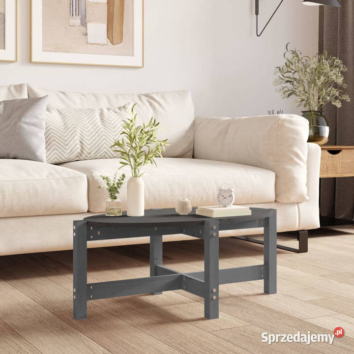 Stolik kawowy szary 87x48x35 lite drewno sosnowe Warszawa