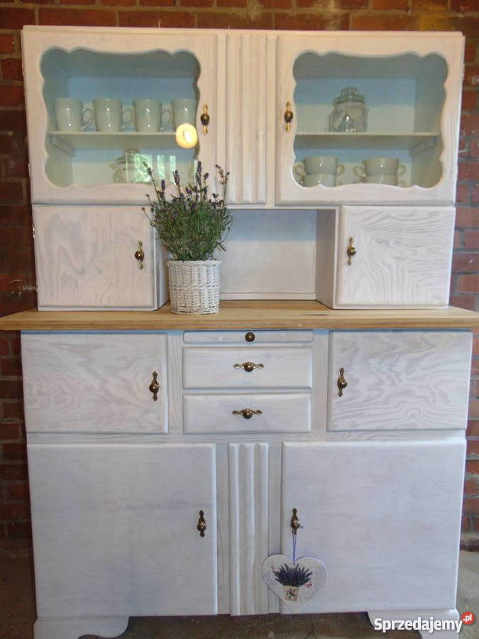 ODRESTAUROWANY finezyjny kredens bielony Piękny