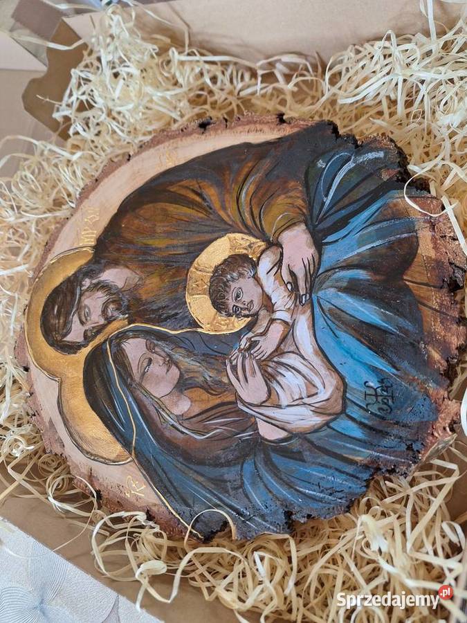 Obraz św Rodziny malowany ręcznie na plastrze Strzyżów