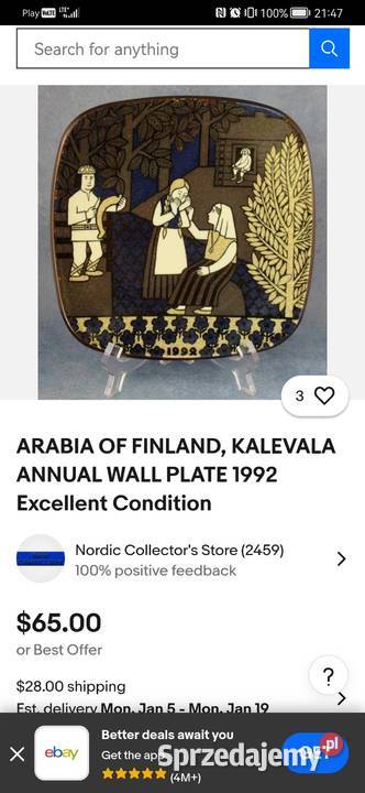 Talerze roczna edycja Arabia Kalevala z 1982 i Talerze i talerzyki Nowy Tomyśl