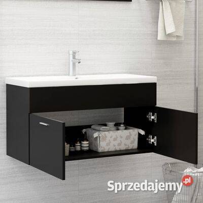 vidaXL Szafka pod umywalkę czarna 90x385x46 mazowieckie Warszawa