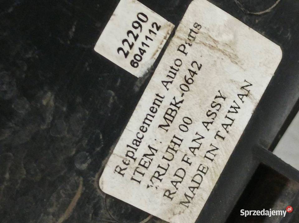 WENTYLATOR CHŁODNICY 12 MIVEC MBK0642 Mitsubishi Rok produkcji 2017 sprzedam