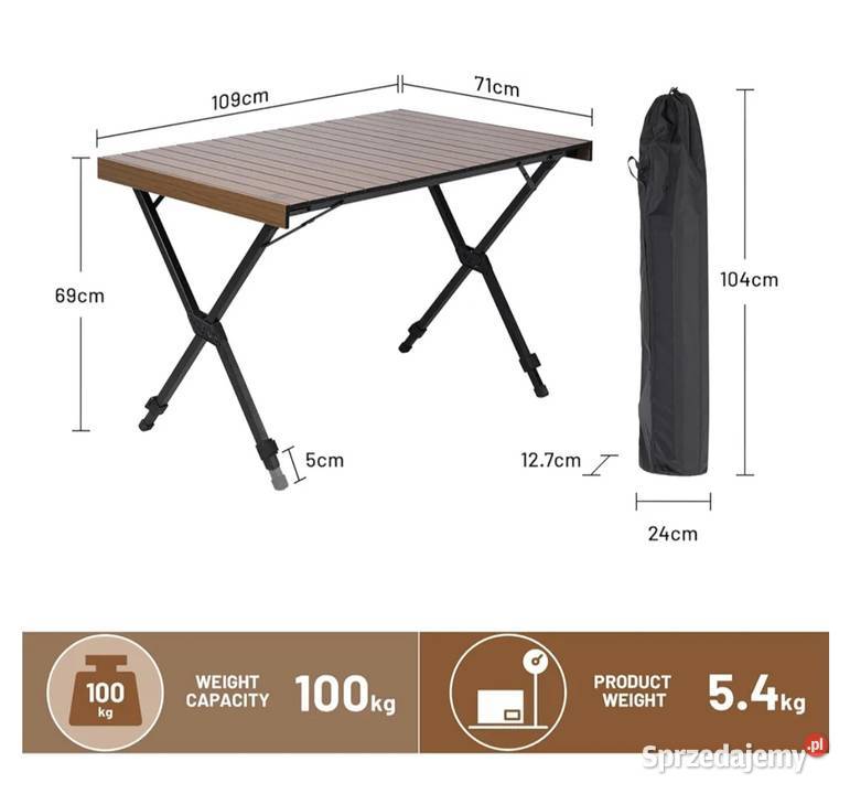 TIMBER RIDGE Składany Stół Kempingowy Aluminiowy Bełchatów