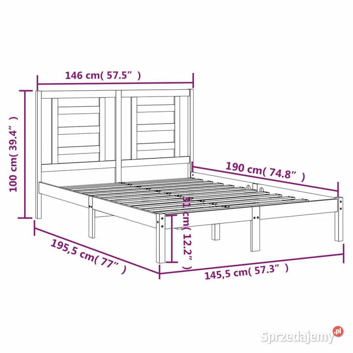 Rama łóżka czarna lite drewno sosnowe 140x190 mazowieckie sprzedam