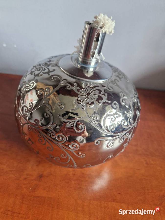 Srebrna lustrzana lampa świecznik Lampiony i latarnie Radom