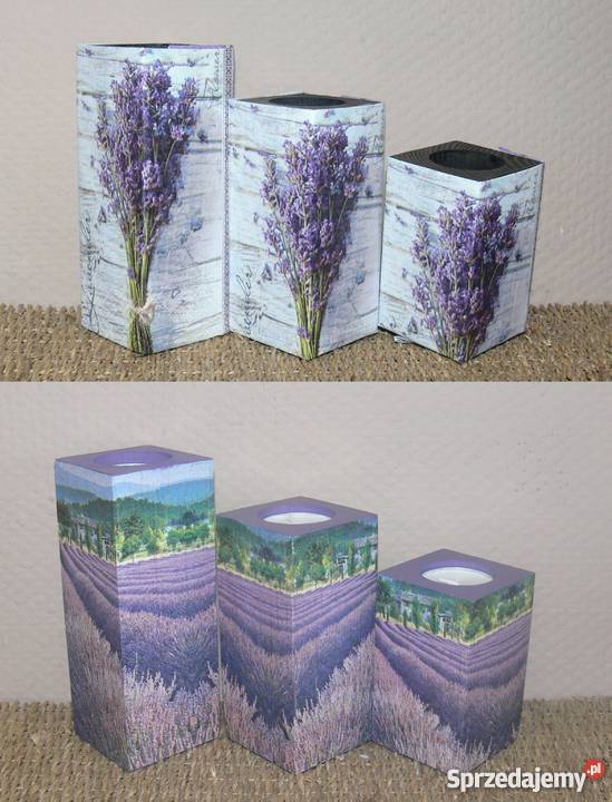 Turkusowe szare piórka 3 duże świeczniki prezent Halinów