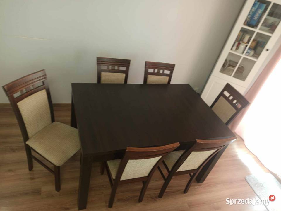 Używany komplet stół 90 x 140180 6 sztuk krzesła