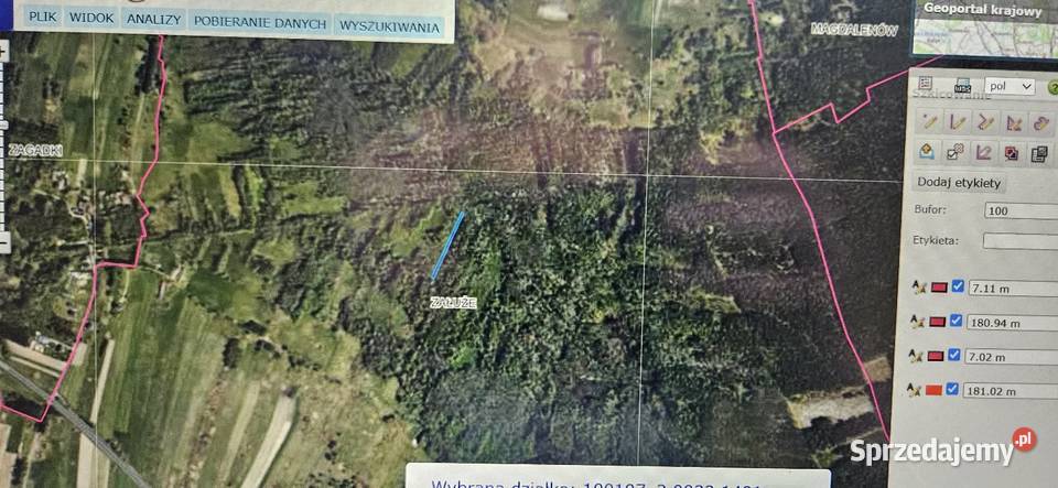 Działka rolna Szczerców Załuże 1261m2