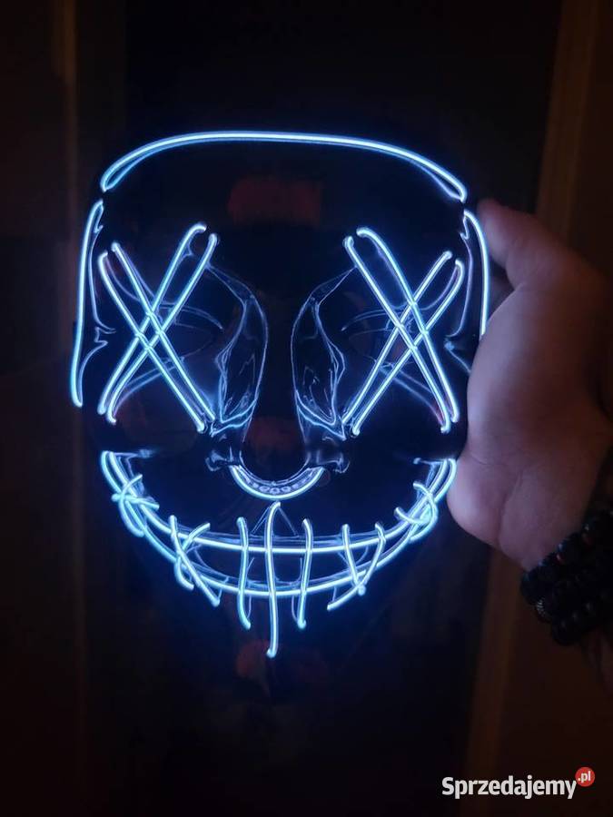 Dwie maski led neonowe hallowen Mrągowo sprzedam