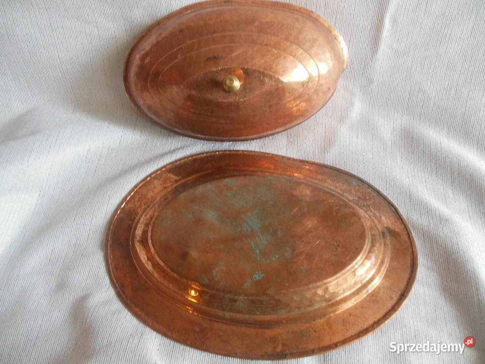 Talerz Owalny miedziany ocynkowany z pokrywką Kielce