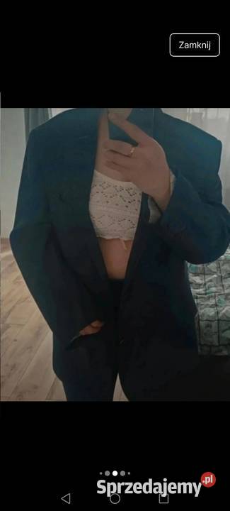 Marynarka Wełniana granatowa o kroju męskim Krosno