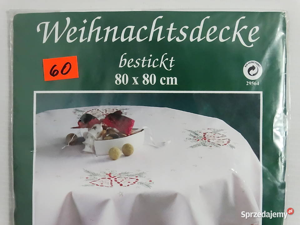 Haftowany obrus świąteczny Boże Narodzenie 80x80