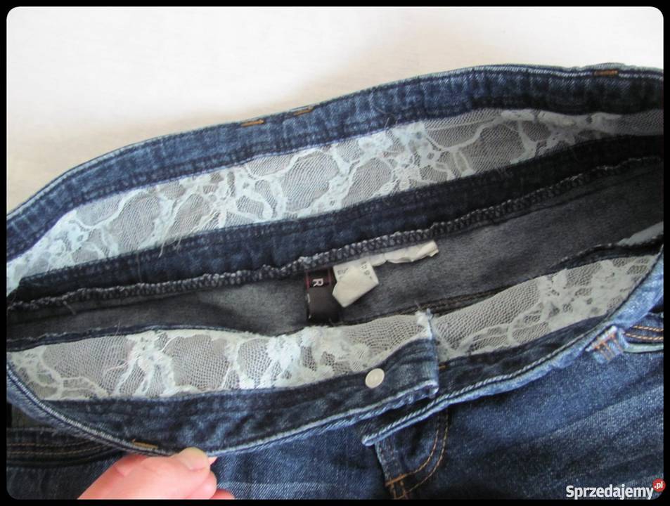RAINBOW spodnie jeansowe z przetarciami 38 M Płock