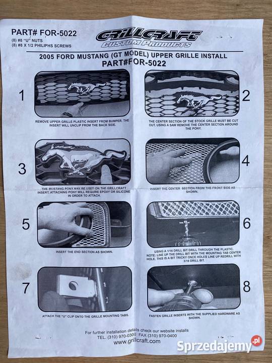 FORD MUSTANG SPORT GRILL GRILL CRAFT Dębica