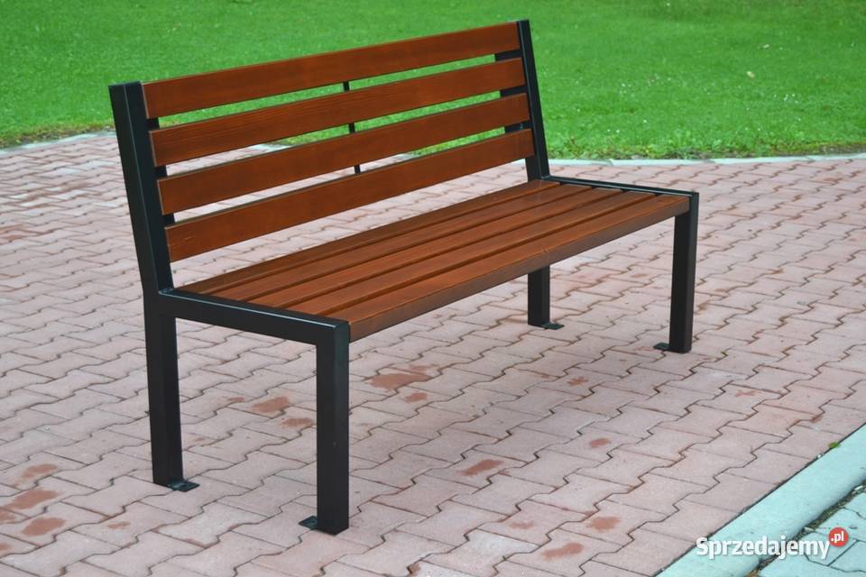 Ławka z oparciem stalowa Parkowa Ogrodowa Katowice