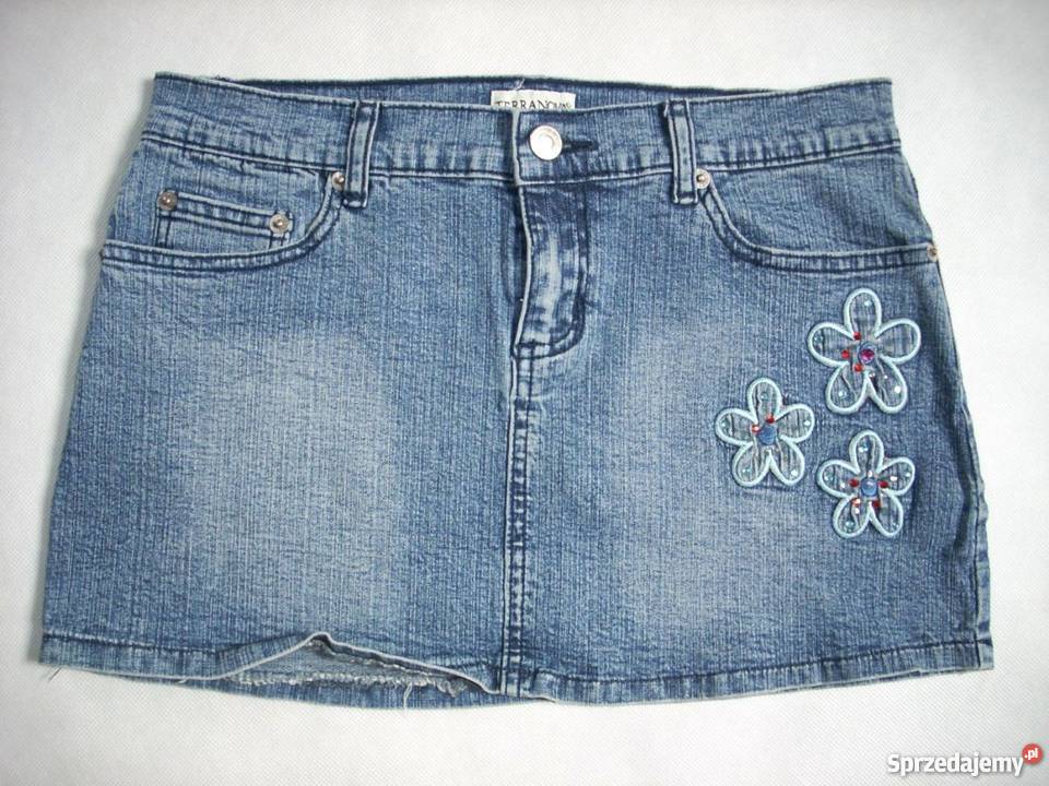 Terranova Spódnica Dżinsowa Haft Cyrkonie Kwiaty Nowy Sącz