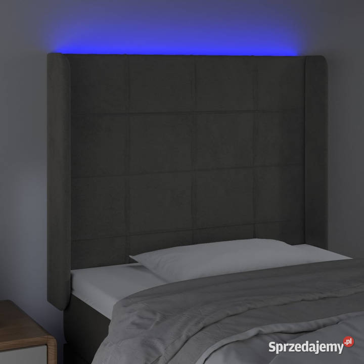 Zagłówek do łóżka z LED ciemnoszary 83x16x118128 Ramy i stelaże mazowieckie Warszawa