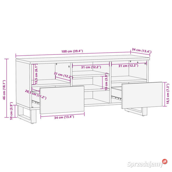 Szafka pod telewizor 100x34x46 lite drewno mango Warszawa sprzedam