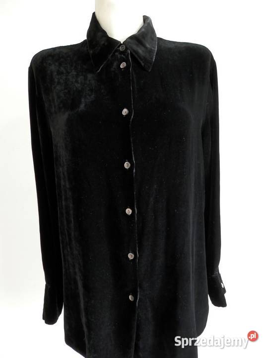 Koszula Aksamitna Jedwabna Jedwab Wiskoza Czarna Rozmiar 42(XL) Bluzki i koszule Łomża sprzedam