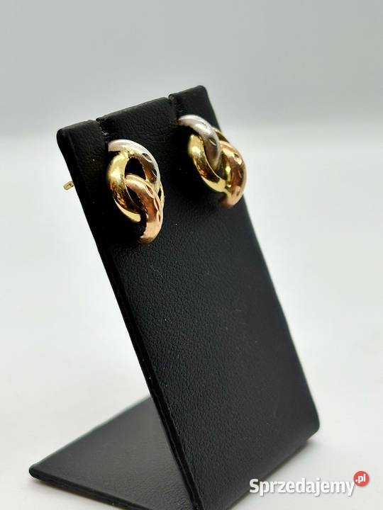 Złote kolczyki pr 585 129g Sztyft BiColor